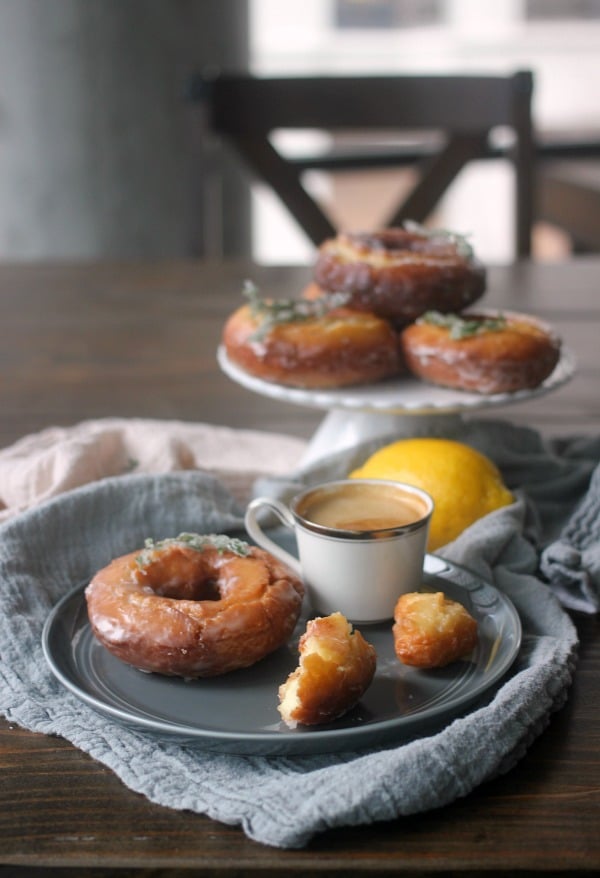 Lemon Thyme Old Fashioned Donuts are made with lots of egg yolks and sour cream and fried at a lower temperature to help get that crackly donut top! They are tangy, herbacious, slightly sweet, and so good with a strong cup of coffee! Lemon Thyme Old Fashioned Donuts are made with lots of egg yolks and sour cream and fried at a lower temperature to help get that crackly donut top! They are tangy, herbacious, slightly sweet, and so good with a strong cup of coffee!