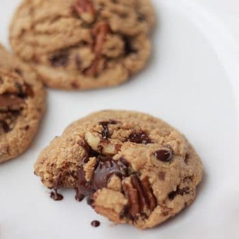 Dark Chocolate and Toasted Pecan Cookies on a plate