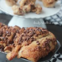 Chocolate Chip Banana Pull Apart Bread in loaf pan