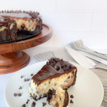 A slice of Chocolate Chip Cheesecake