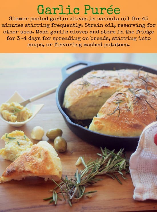 No-Knead Skillet Bread with garlic puree