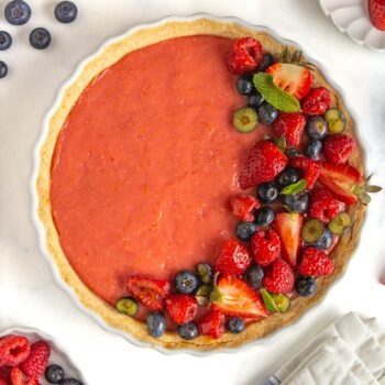 Strawberry lemon curd tart with shortbread crust