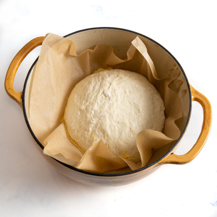 dough ready to be baked in dutch oven