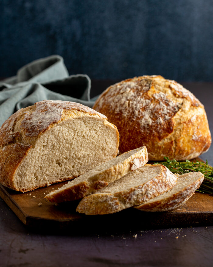 sliced dutch oven bread loaves