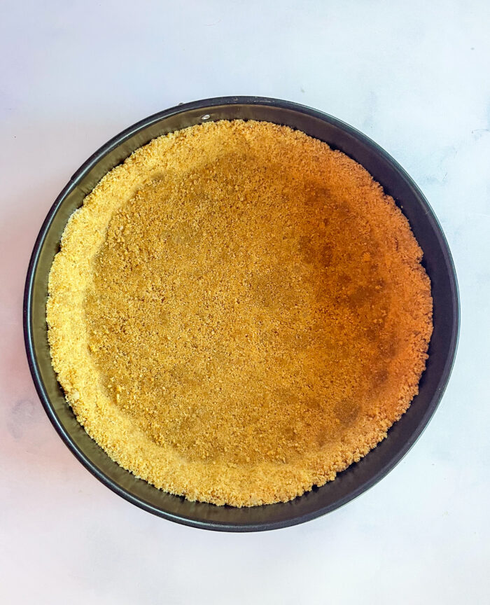 graham cracker crust pressed into a springform pan