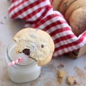Chocolate Chip Cookie on a glass of milk