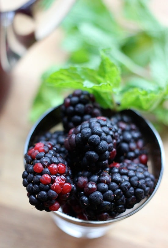 Whole blackberries in a glass