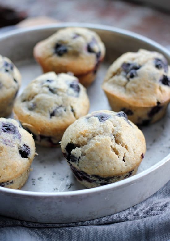 Blueberry muffins sitting in a pan
