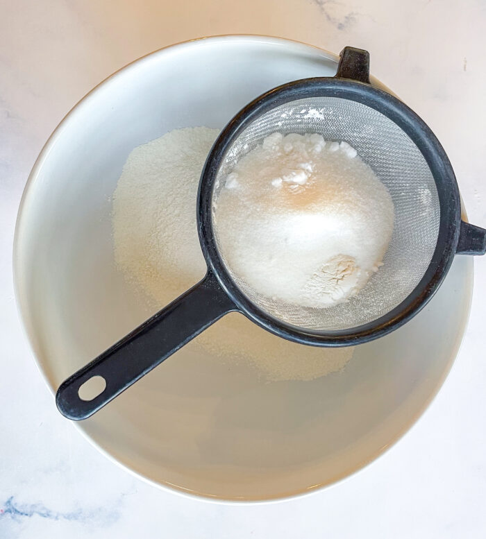 sifting dry ingredients