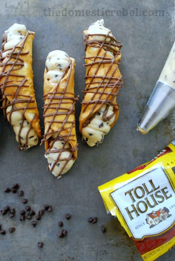 Chocolate Chip Cookie Dough Cannolis