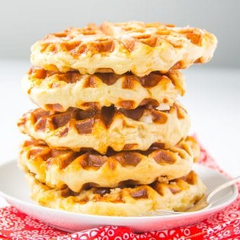 Belgian Liege Waffles stacked on plate