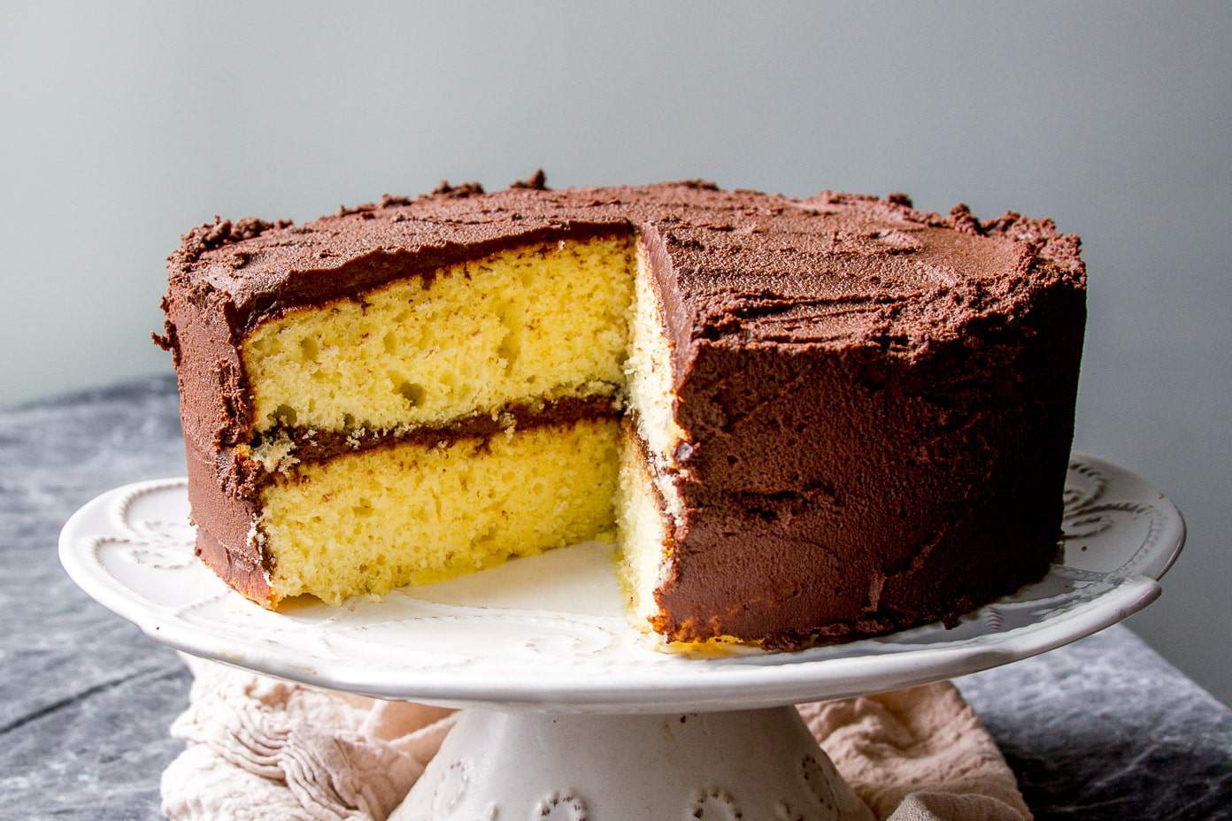 Fluffy Classic Yellow Cake Recipe- Baker Bettie from bakerbettie.com. autho...