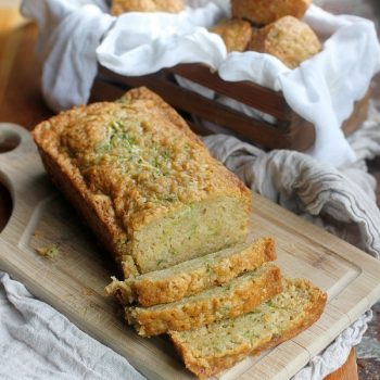 A sliced loaf of Zucchini Bread