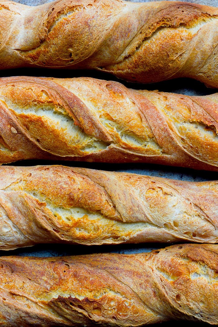 French baguettes all lined up