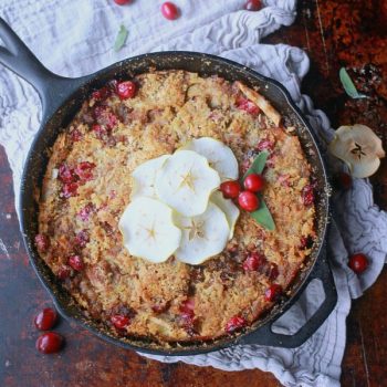 Cranberry Apple Brown Betty in a skillet