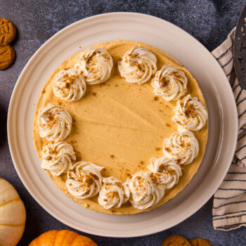 no-bake-pumpkin cheesecake topped with whipped cream