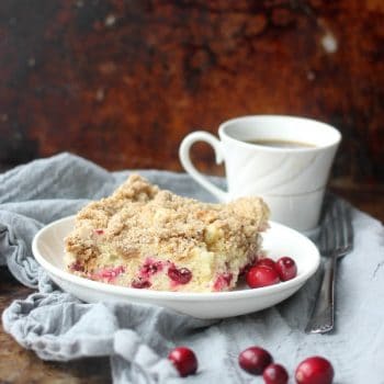 A slice of Cranberry Sour Cream Crumb Cake