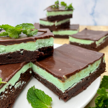 Mint Chocolate Brownies stacked up