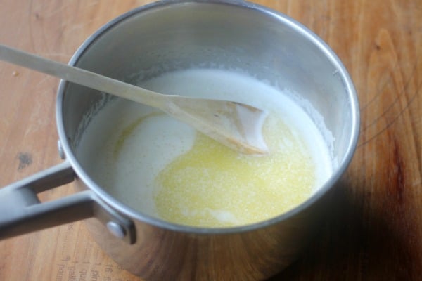 Butter melted in a saucepan