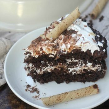 A slice of Chocolate Crunch Celebration Cake