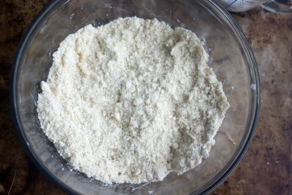 How to Make Lard Biscuits | Baker Betttie lard and dry ingredients cut together looking like coarse crumbs