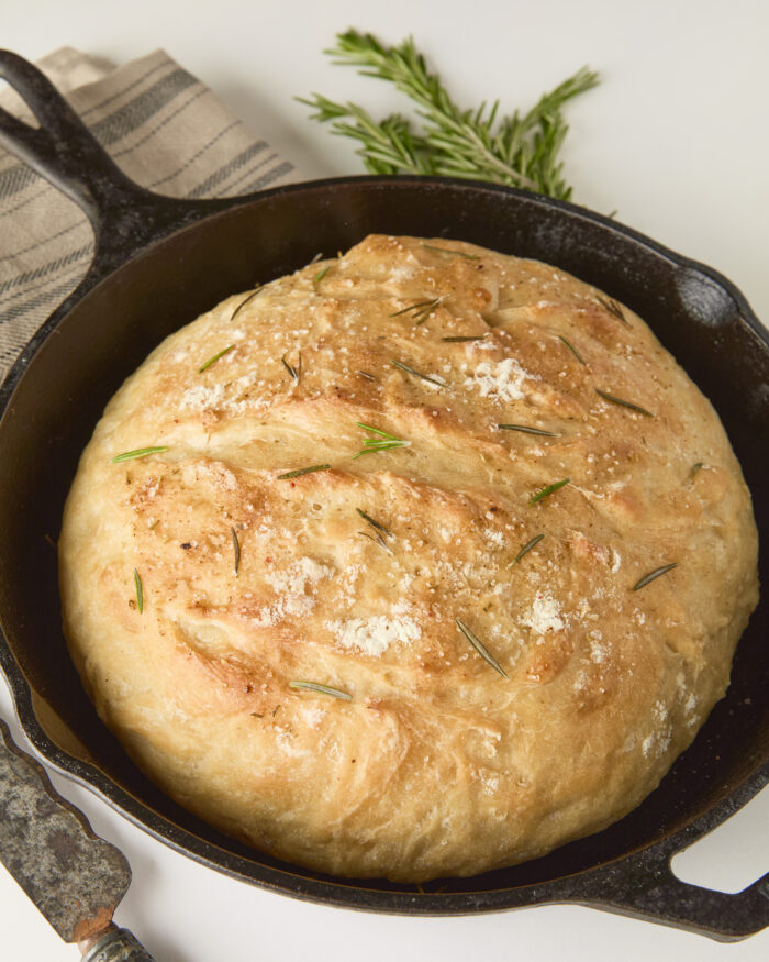 rustic bread in a skillet