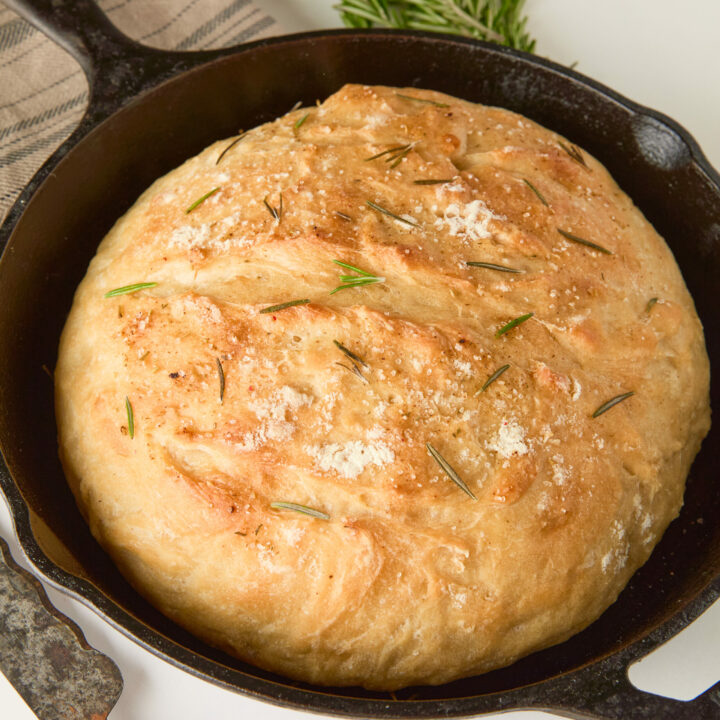 rustic bread in a skillet