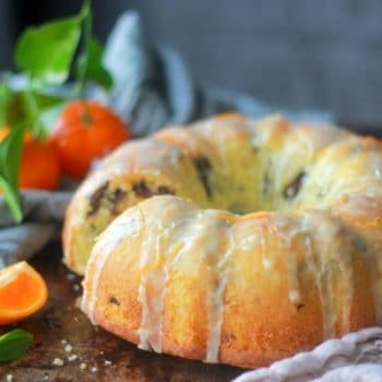 Tangerine Dark Chocolate Pound Cake with glaze