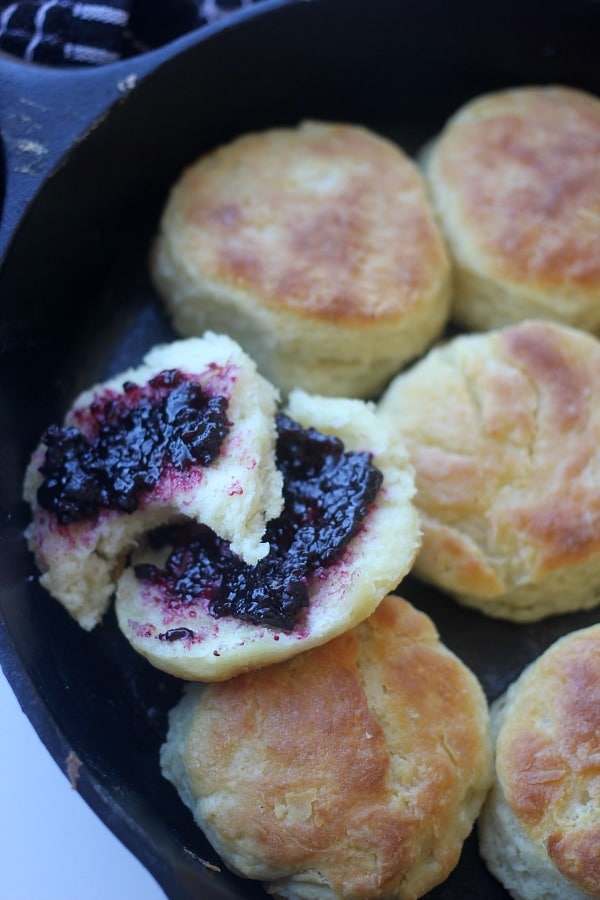 Classic butter biscuit topped with jam