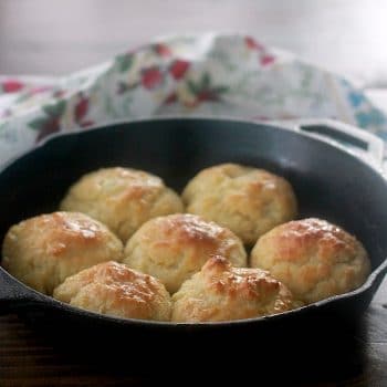 Buttery biscuits in skillet