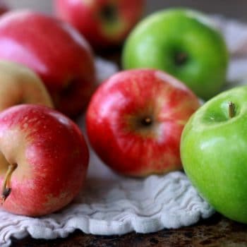 Variety of fresh green and red apples