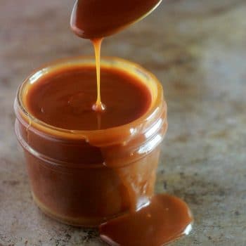 Homemade caramel sauce in jar
