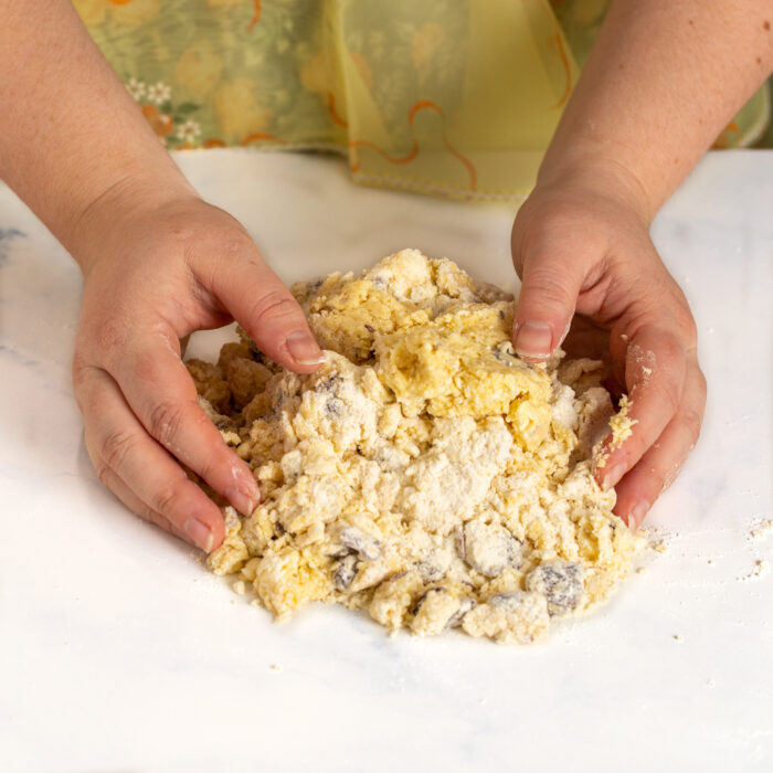 dough poured out onto countertop