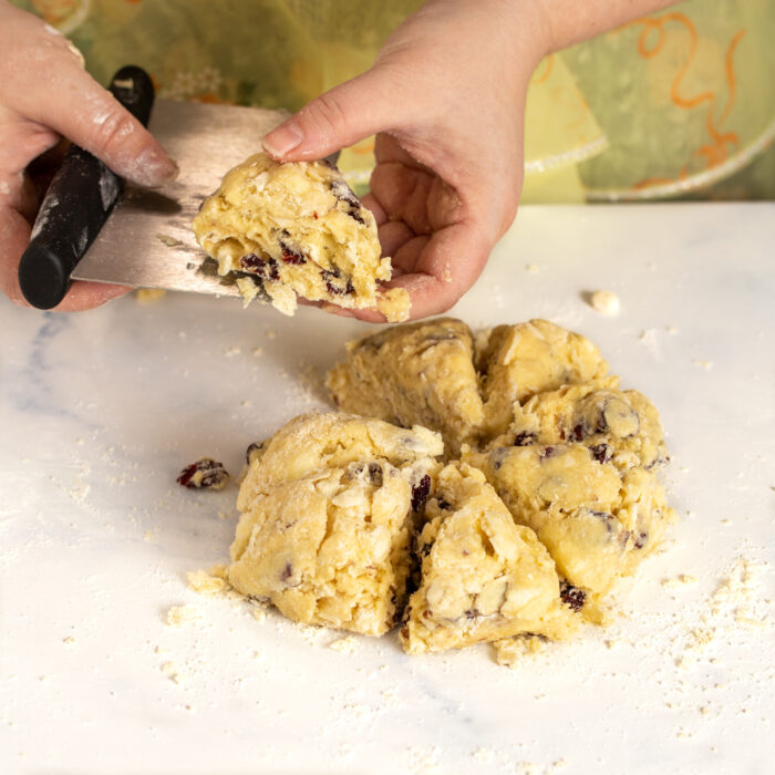 scone dough cut into triangles