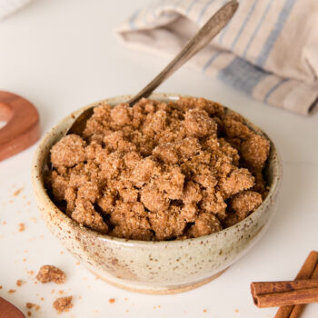 baked streusel topping in a bowl