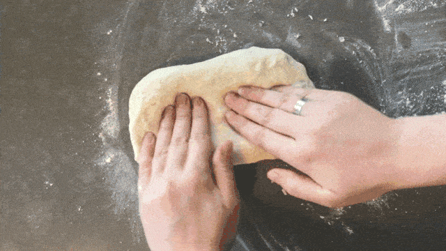 Demonstrating shaping french baguettes into tubes