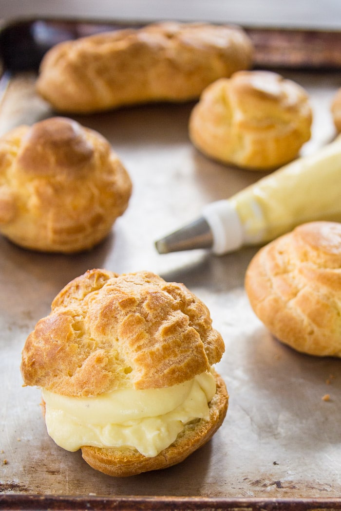 cream puffs filled with cream