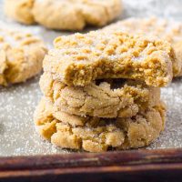 Soft peanut butter cookies on cookie sheet