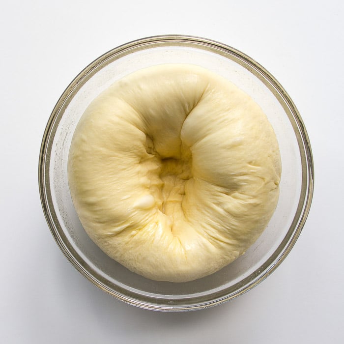 The dough ball after being deflated