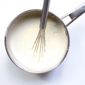 Uncooked pastry cream in the pot