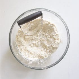 Butter after being cut into the dry ingredients with a pastry cutter