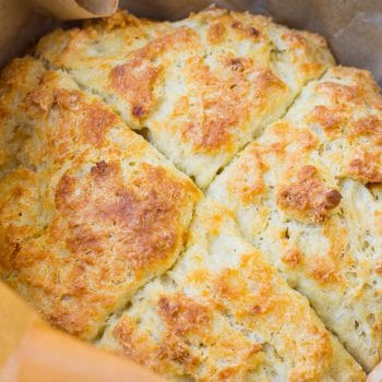 Baked Irish soda bread in dutch oven