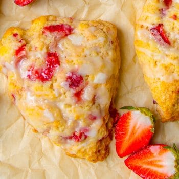 Strawberry Cream scones on baking sheet