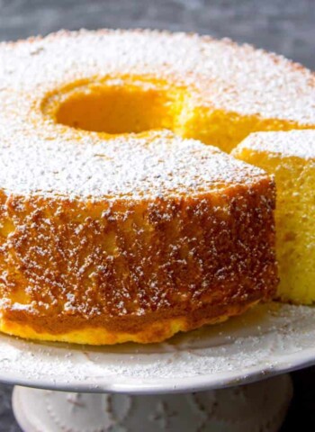 Plain fluffy chiffon cake with powdered sugar