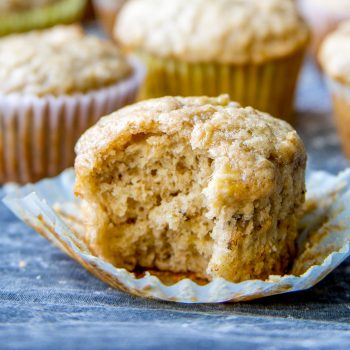 Banana muffin with a bite taken out