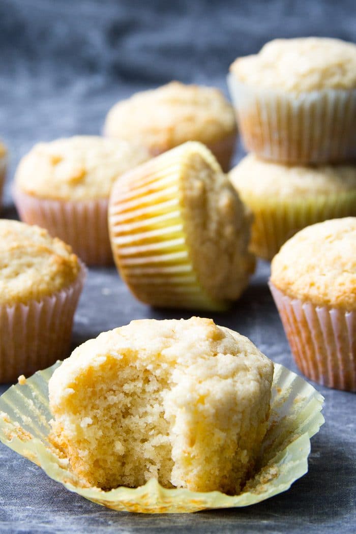 Sourdough muffins with a bite taken out
