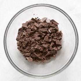 Chopped chocolate in a bowl