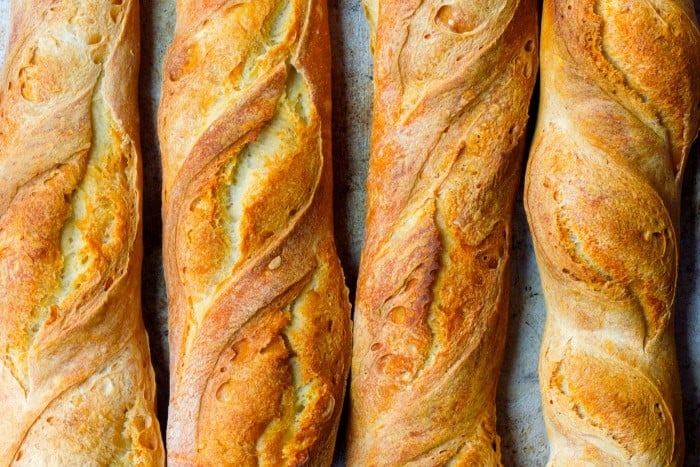 French baguettes lined up