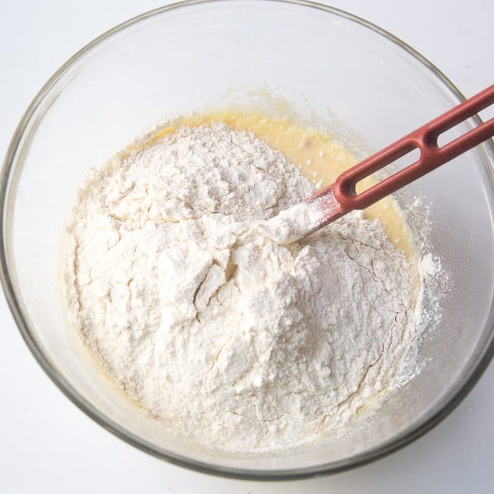 Flour added to the bowl