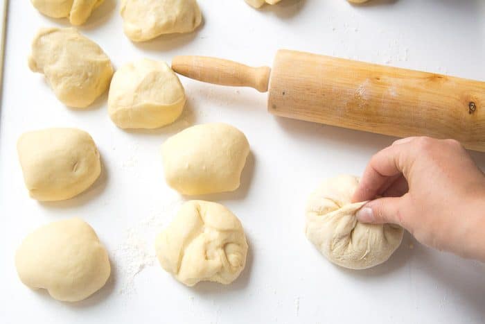 The dough ball pinched close